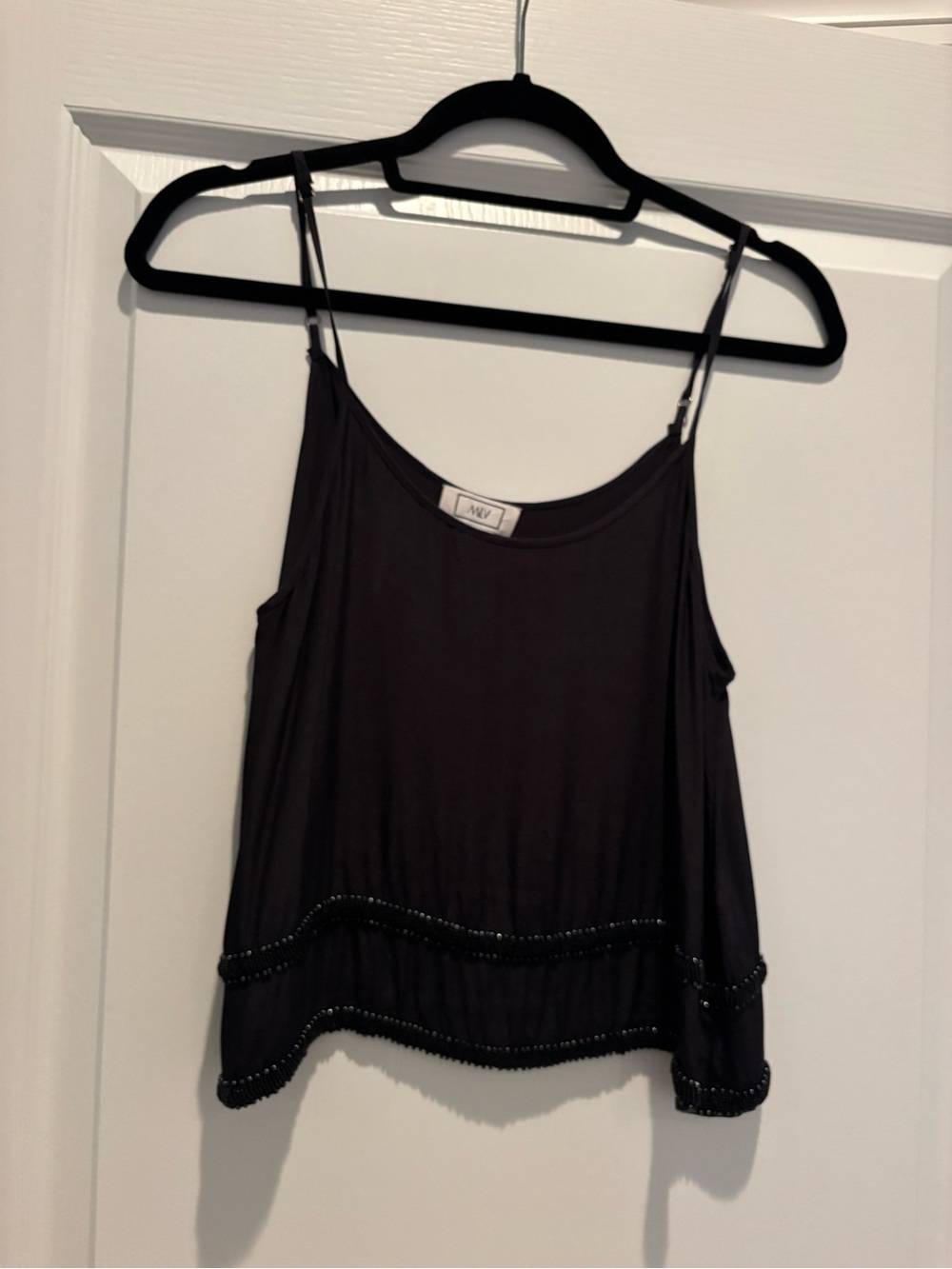 MLV Black Beaded Spaghetti Strap Camisole